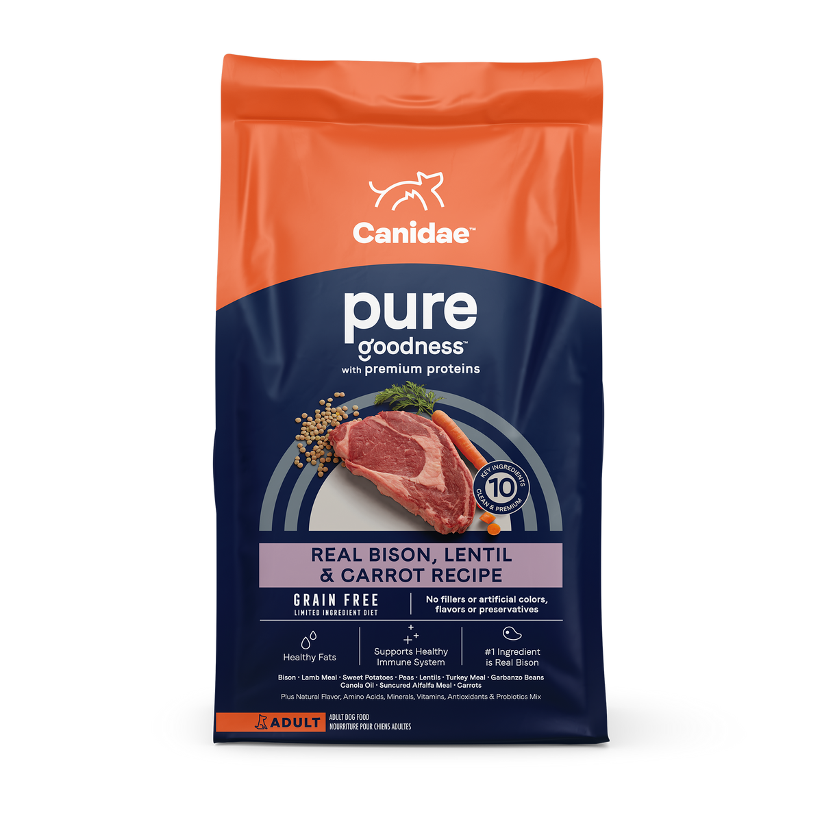 Canidae - Grain Free PURE All Breeds, Adult Dog Real Bison Limited Ingredient Recipe Dry Dog Food