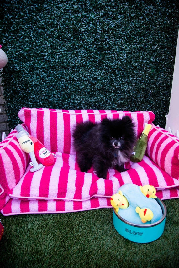 Dog Bed Sofa Striped Pretty Pink