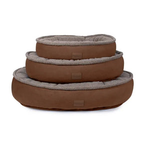 Microfiber and Tipped Berber Round Comfy Cup Dog Bed