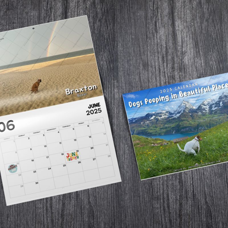 Calendar 2025 -Dogs Pooping in Beautiful Places