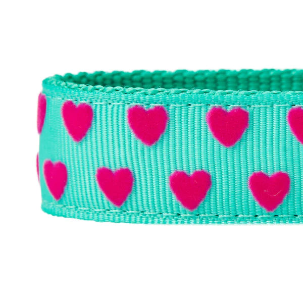 Minty Green | Dotted Velvet Heart Dog Leash