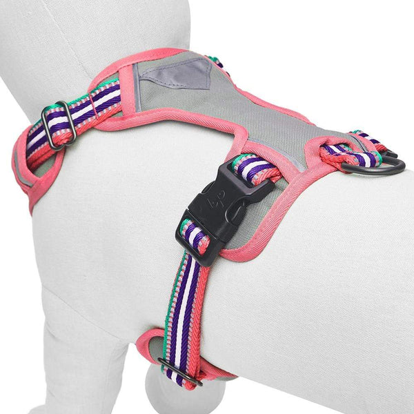 Pink, Emerald and Orchid | No Pull 3M Reflective Dog Harness Vest with Handle