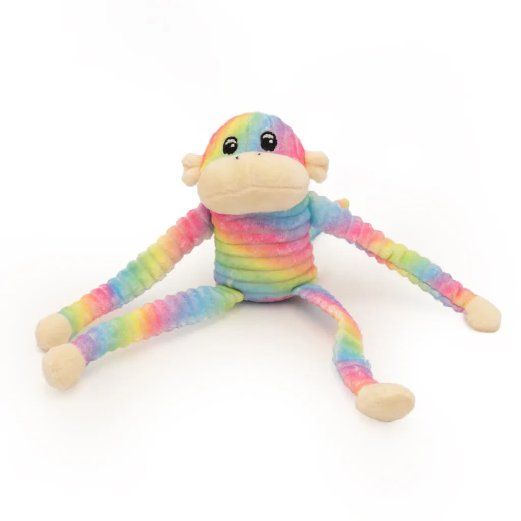 ZippyPaws - Spencer the Crinkle Monkey (Rainbow & Teal, 2 Pack)