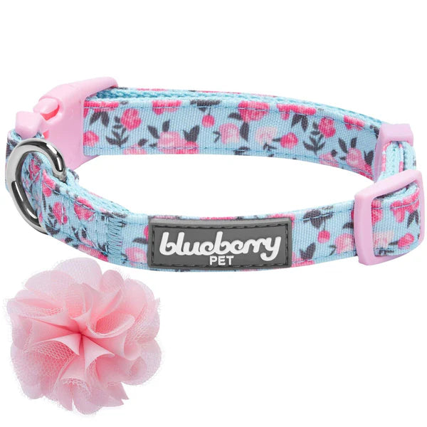 Light Blue | Made Well Floral Dog Collar