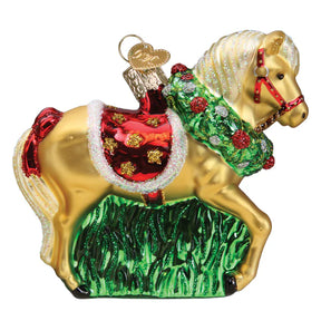 Old World Christmas - Horse With Wreath Ornament