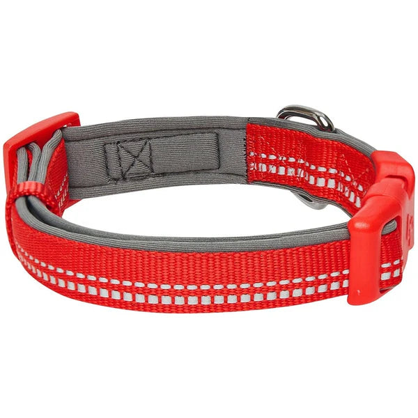 Red | 3M Padded Adjustable Reflective Dog Collar