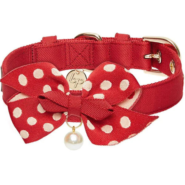 Red | The Most Coveted Dog Collar with Bowtie & Pearl