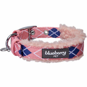 Pink Scottish Argyle | Sherpa Fleece Padded Dog Collar