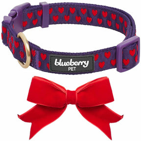 Purple | Dotted Velvet Heart Dog Collar