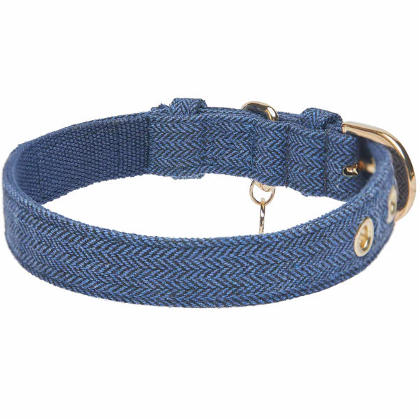 Navy | Textured Tweed Dog Collar