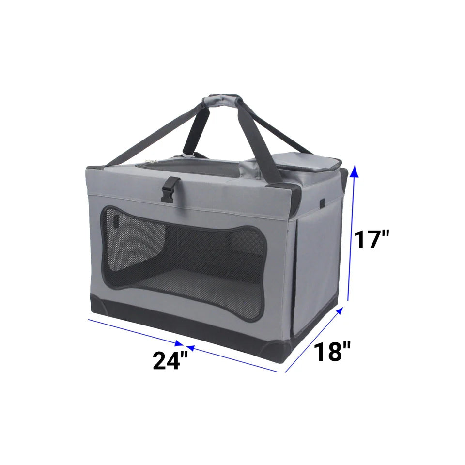 Soft Sided Portable Pet Crate with Lightweight Aluminum Frame