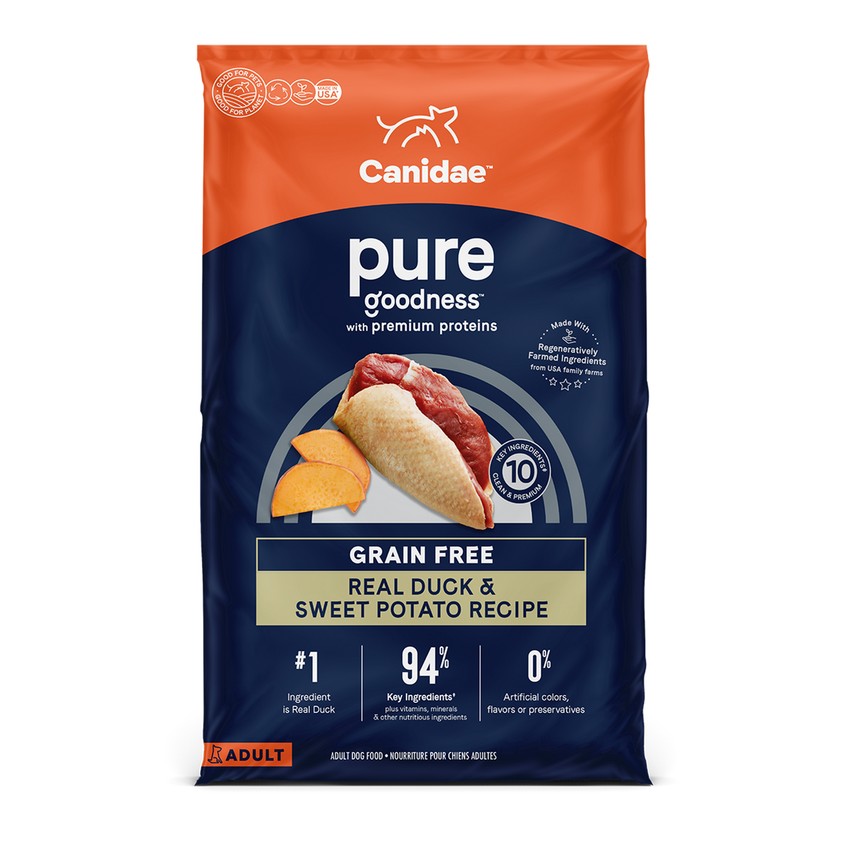 Canidae - Grain Free PURE All Breeds, Adult Dog Real Duck Limited Ingredient Recipe Dry Dog Food