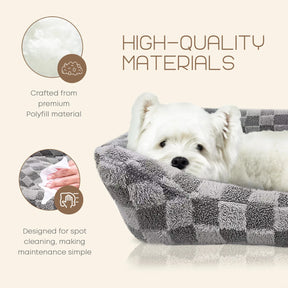 Precious Tails - Pet Bed Cuddler Reserve Checkered Ultra Soft & Elegant Grey