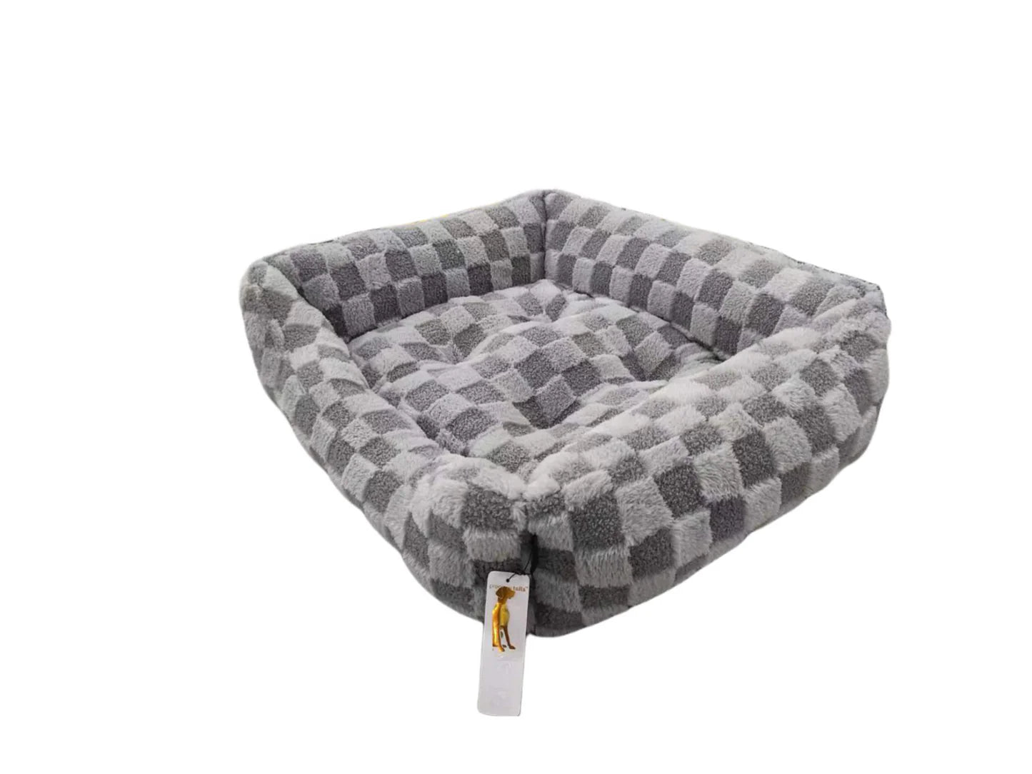 Precious Tails - Pet Bed Cuddler Reserve Checkered Ultra Soft & Elegant Grey