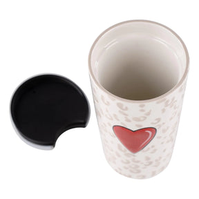 Mug Travel Red Heart Cheetah