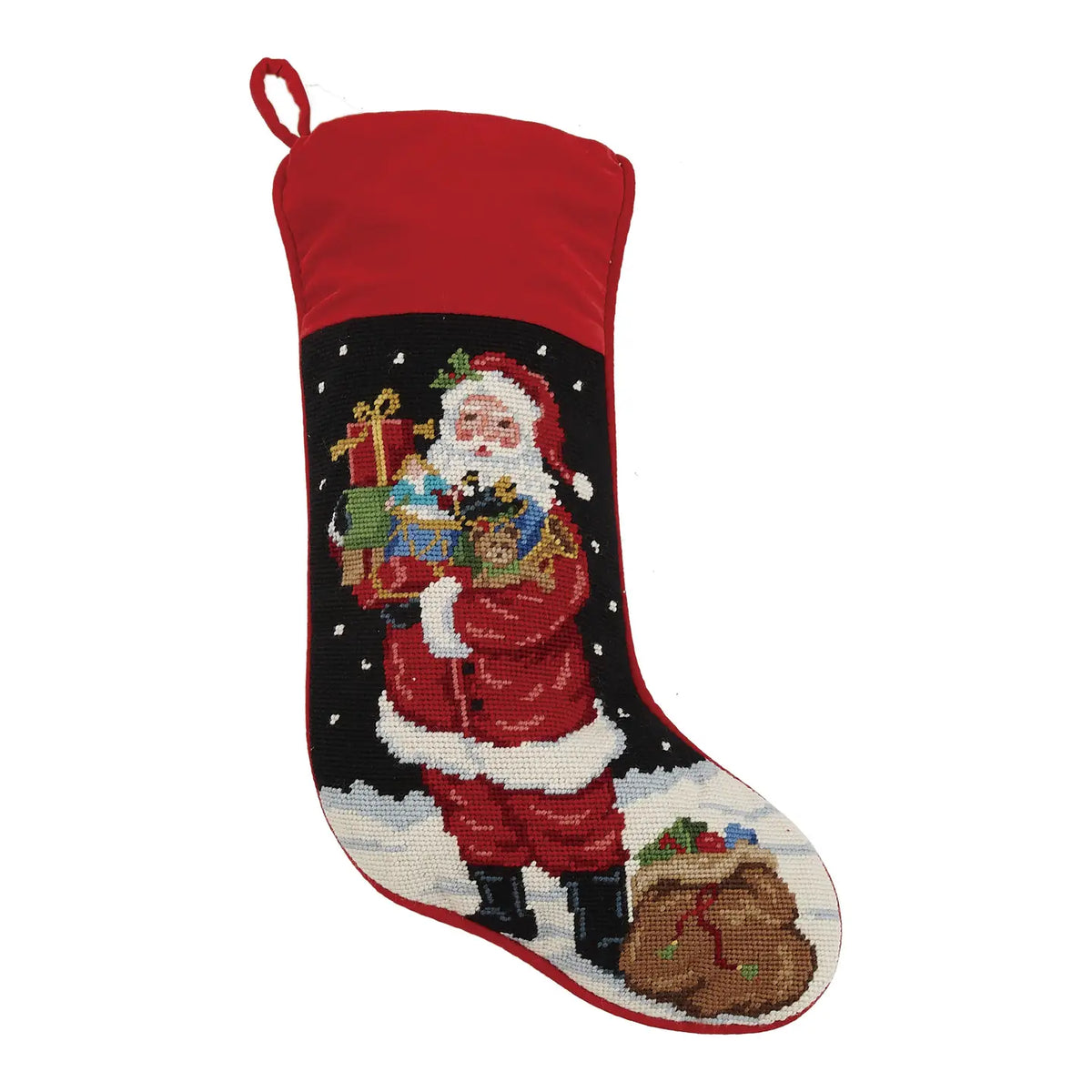 Stocking Standing Santa w/Toys Needlepoint