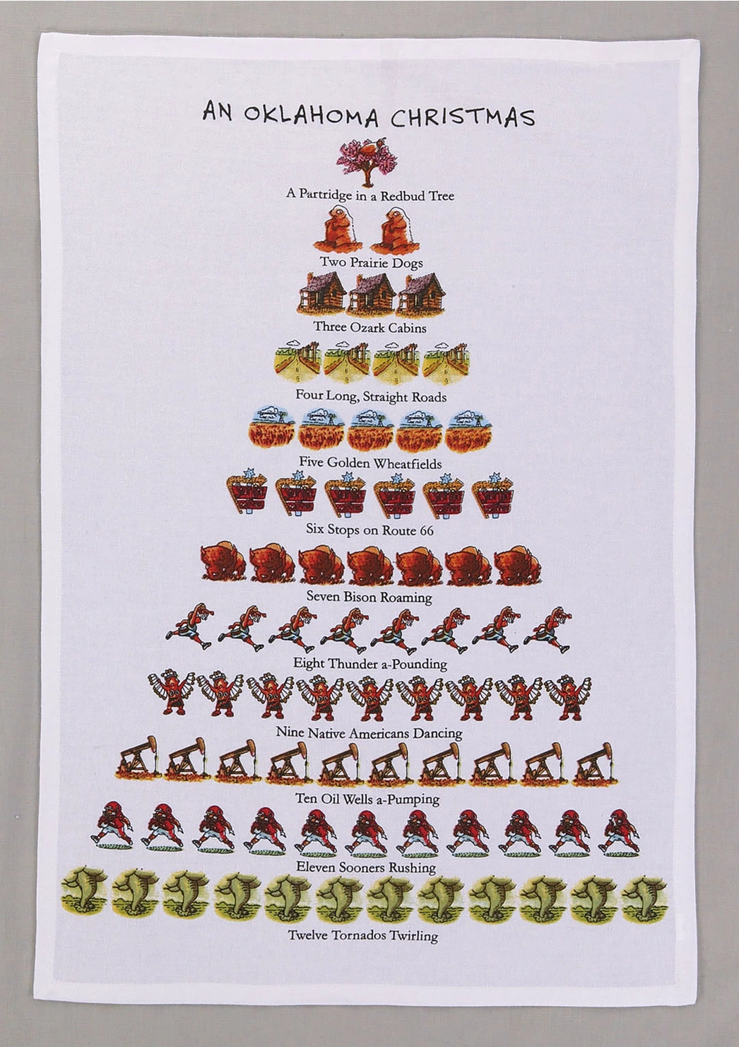 Peking Handicraft Oklahoma Christmas Tea Towel