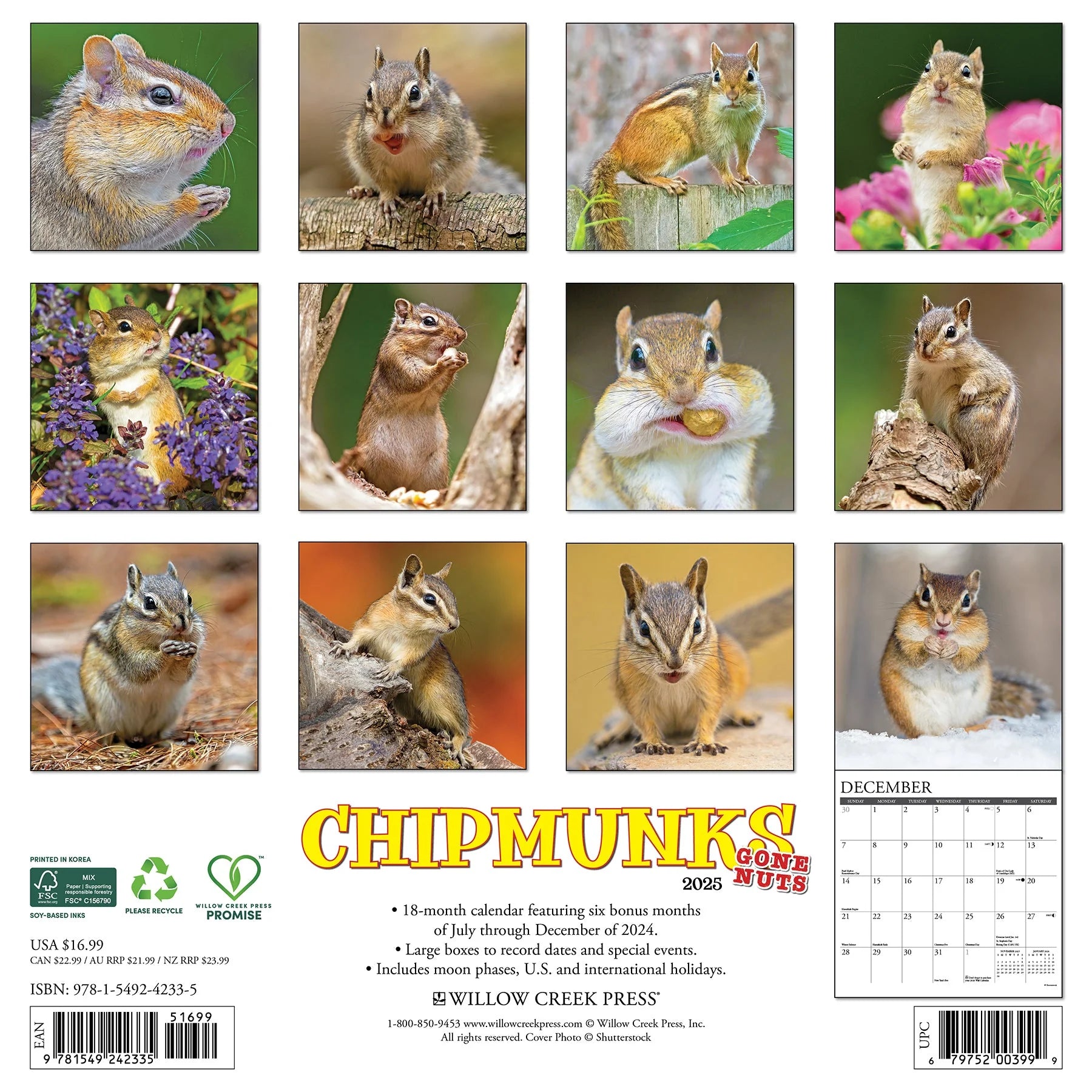 2025 Chipmunks Gone Nuts! Calendar