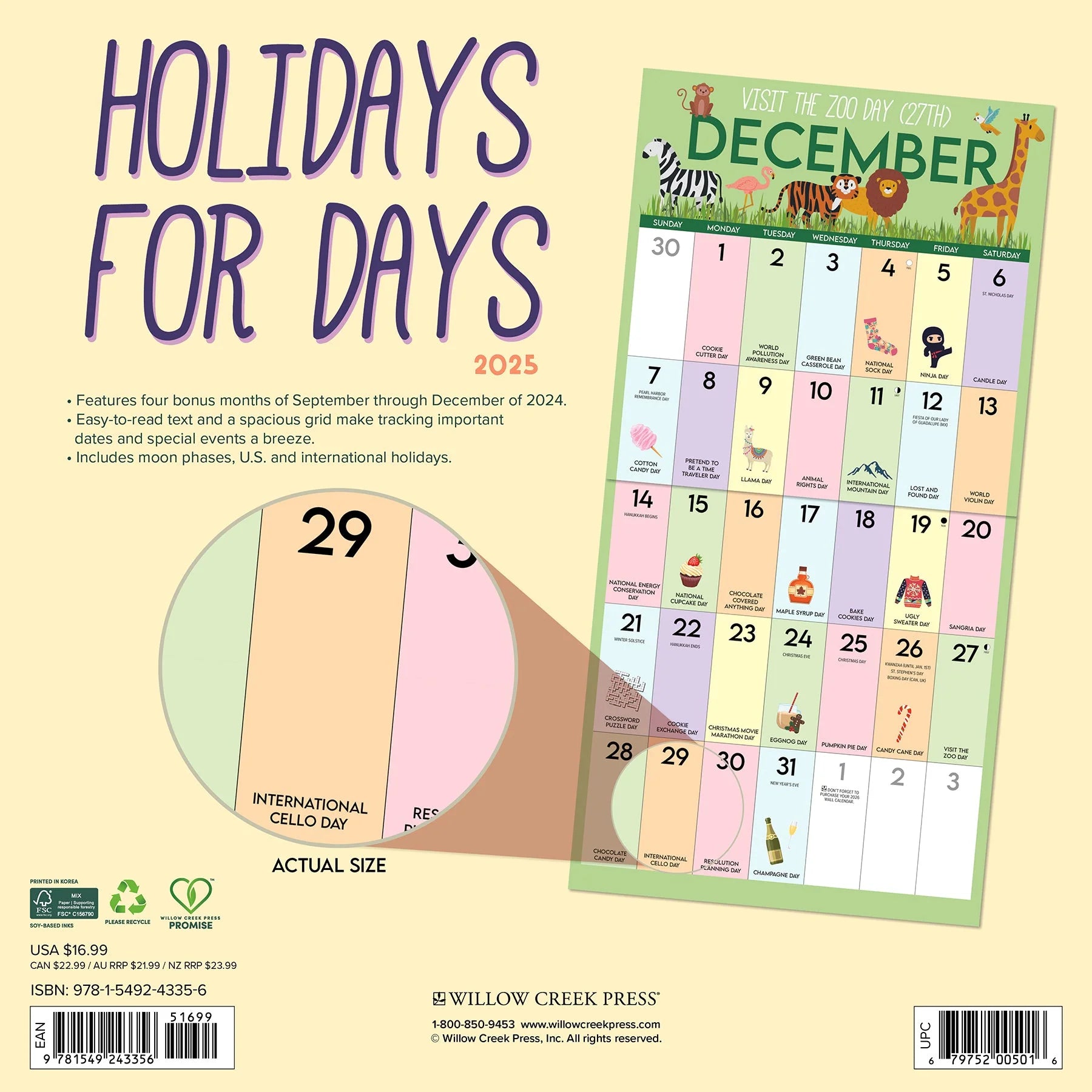 2025 Holidays For Days Calendar