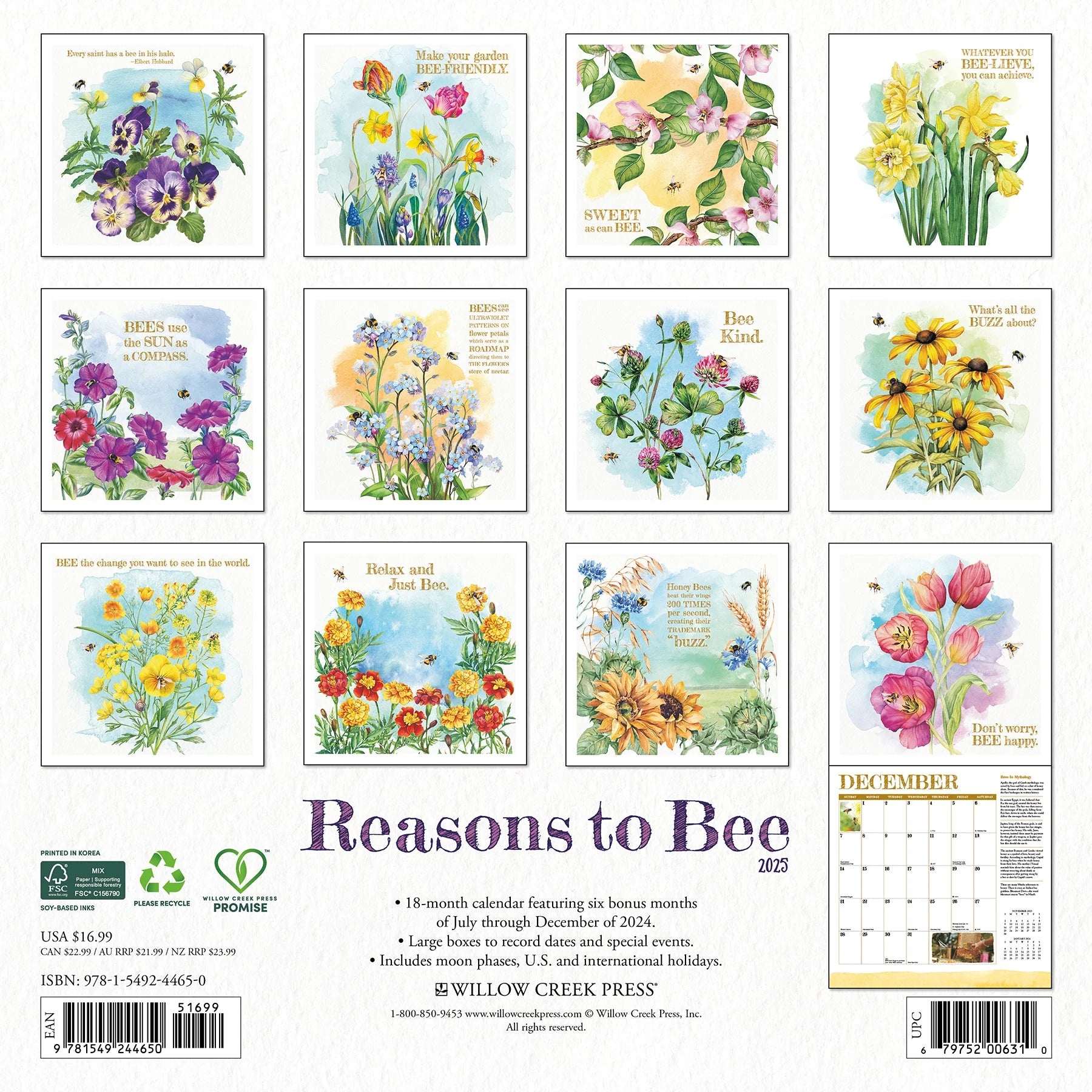 2025 Reasons To Bee Calendar