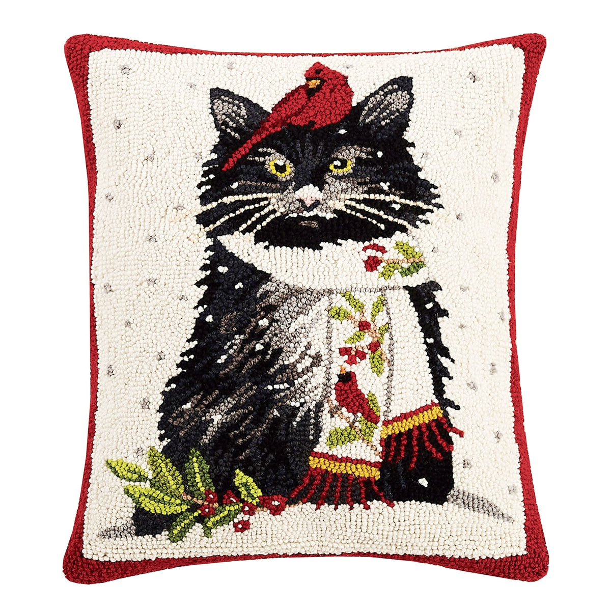 Pillow Hook Holiday Cat with Cardinal