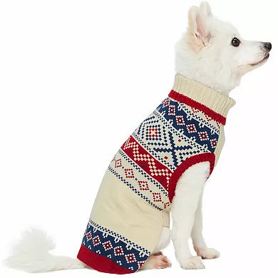 Creamy White | Nordic Fair Isle Christmas Dog Sweater