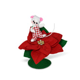 Annalee Jubilee Mouse on Poinsettia 3"