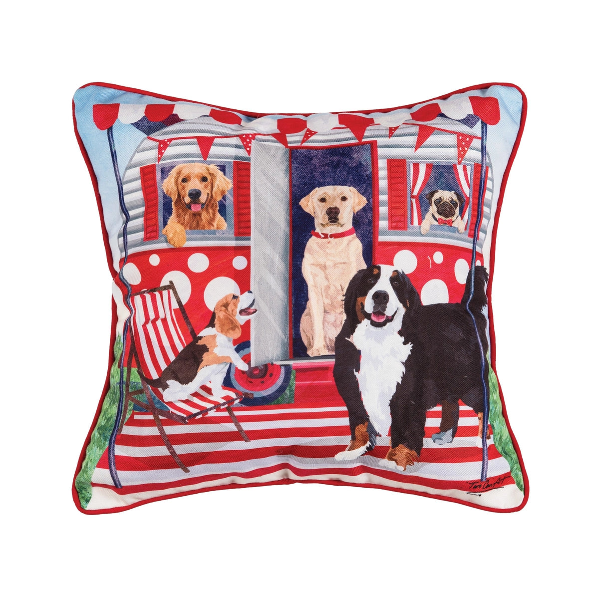 C&F Home - Patriotic Dog Caravan 4th of July Throw Pillow