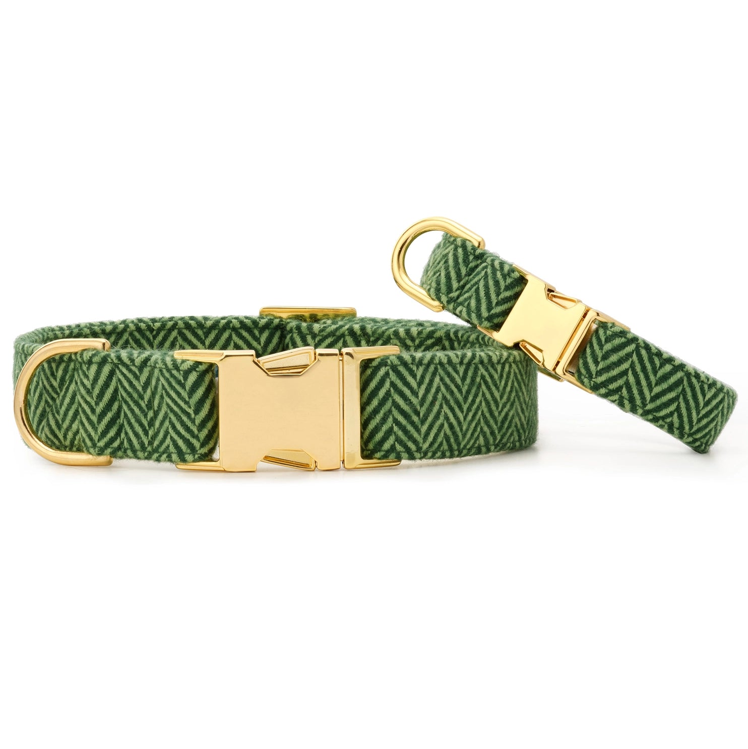 Dog Collar Green Herringbone Flannel