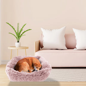 Precious Tails - Cuddler Round Luxe Faux Fur Pet Bed, Pink