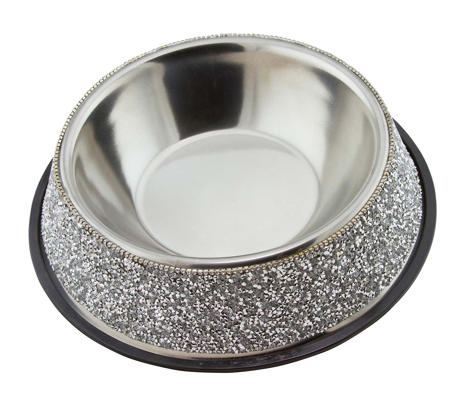 Pet Bowl Stainless Steel Multifaceted Rhinestones