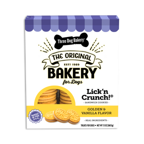 Three Dog Bakery - Lick' n Crunch Sandwich Cookies Golden & Vanilla Flavor Dog Treats