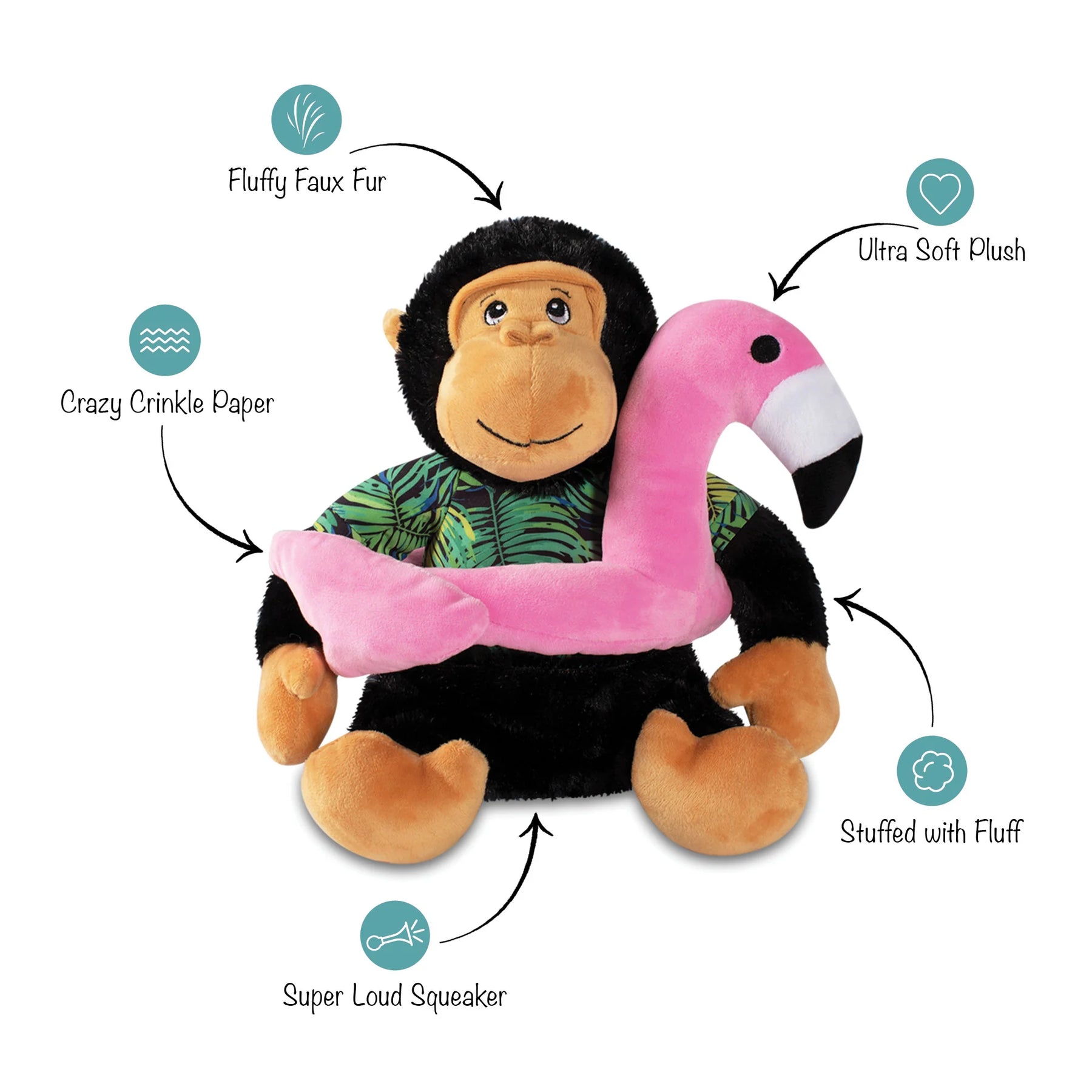 Petshop by Fringe Studio - Dog Toy Gorilla In Flamingo