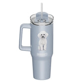 Tumbler with Handle & Straw Poodle White