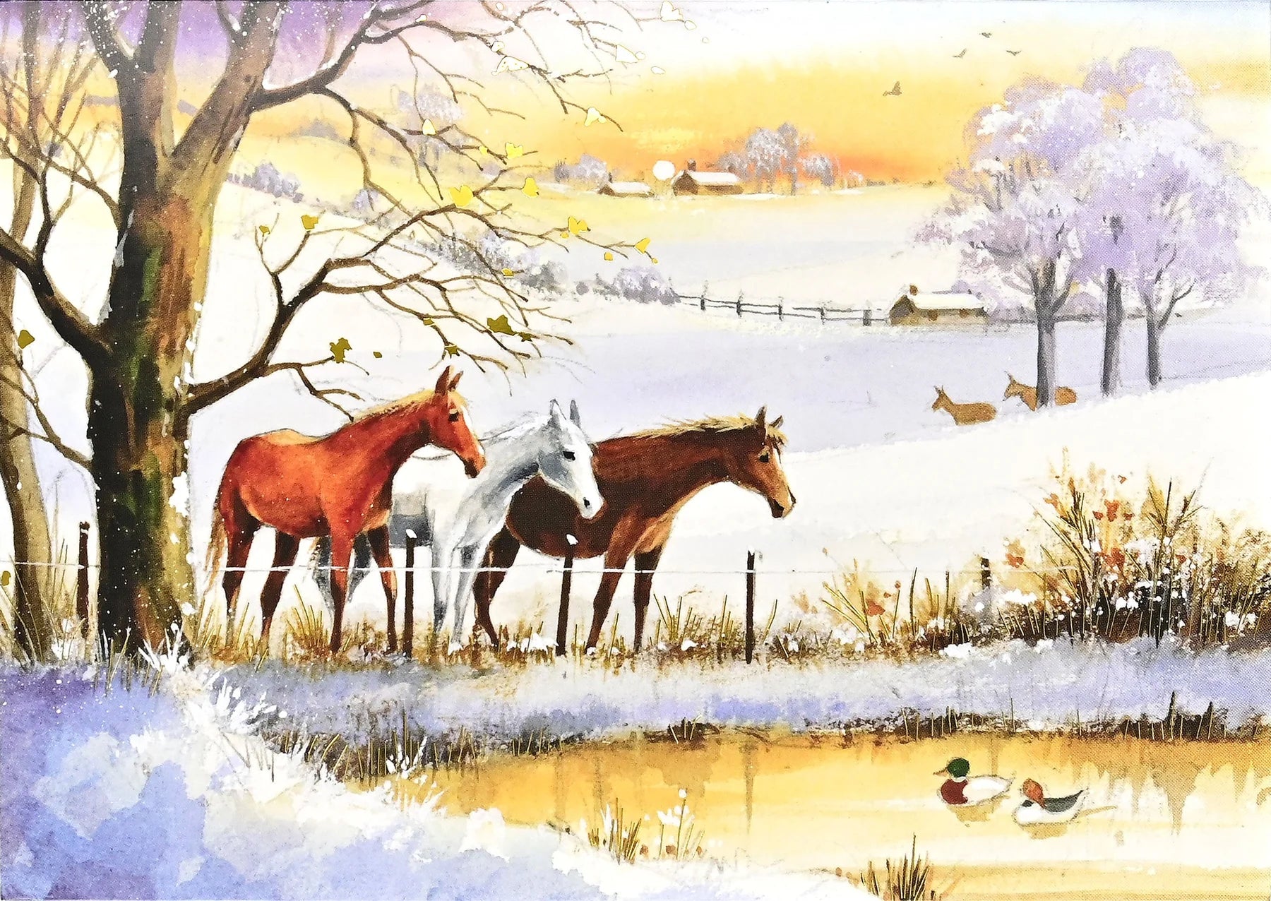 Holiday Cards Set Horses in Winter