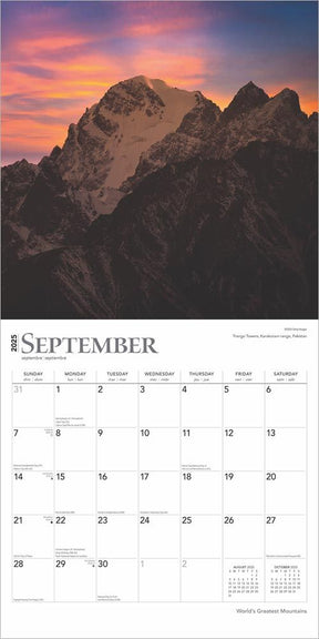 2025 World's Greatest	Mountains Calendar