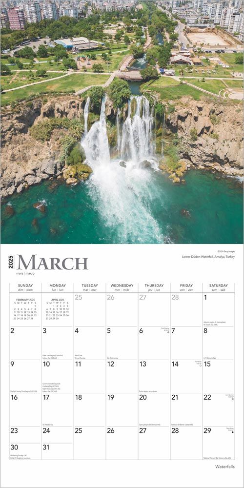 2025 Waterfalls Calendar