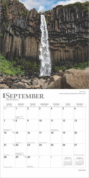 2025 Waterfalls Calendar