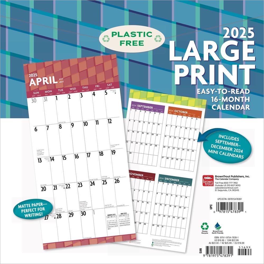 2025 Large Print Calendar