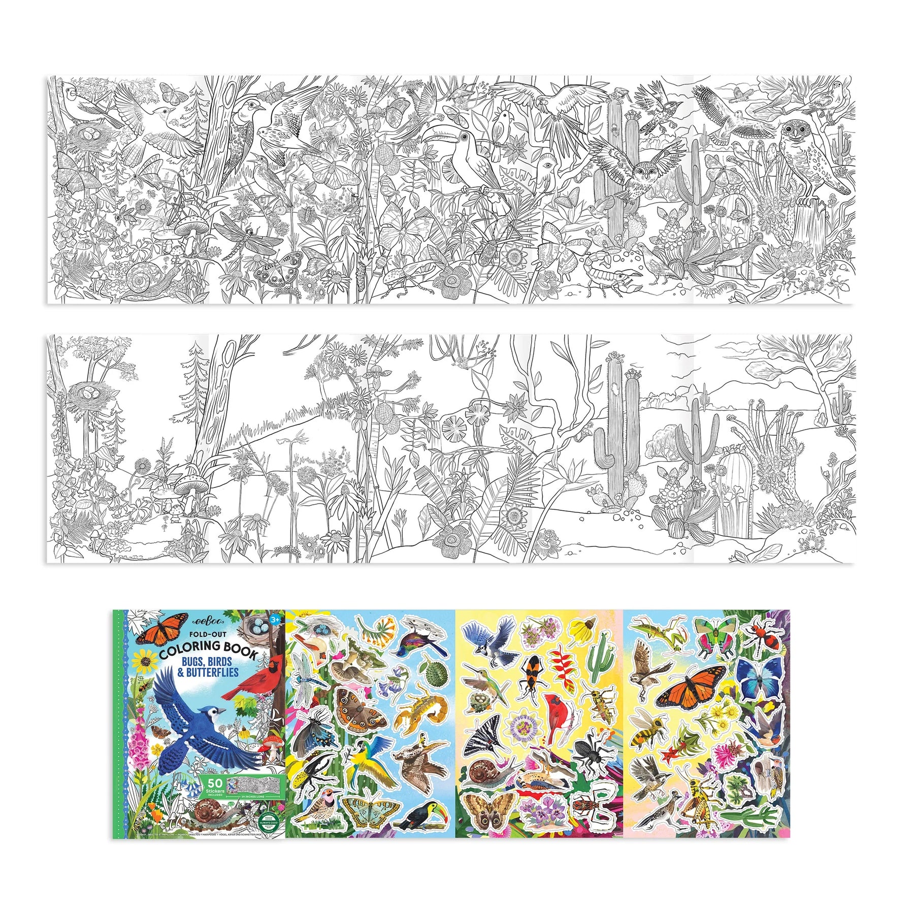 Coloring Book FoldOut - Bugs, Birds, & Butterflies