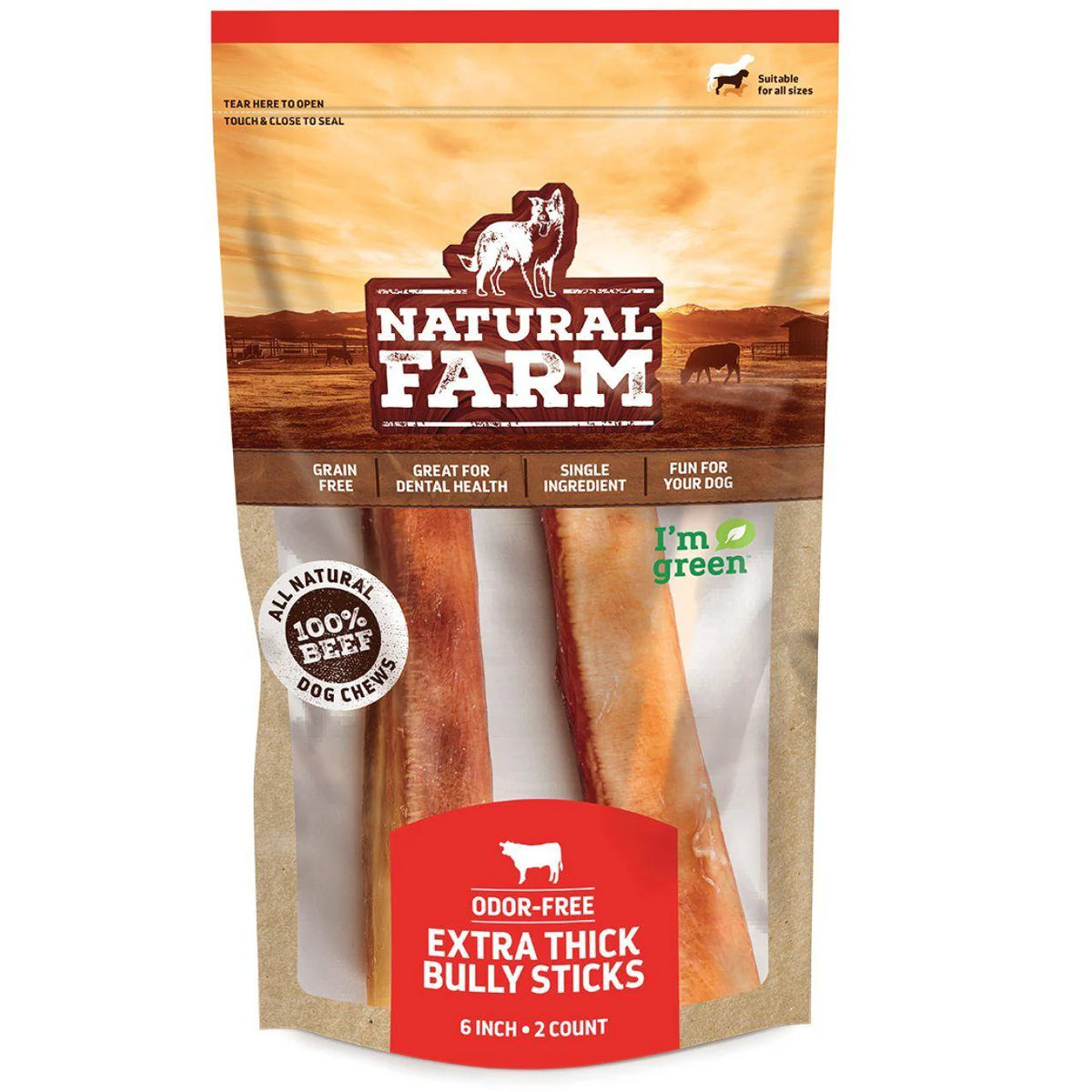 Bully Sticks Extra Thick 6" Odor Free