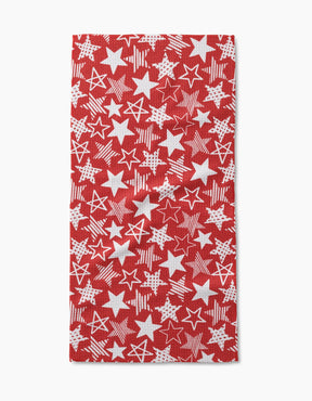 Geometry - Bar Towel Stars in Your Eyes Red