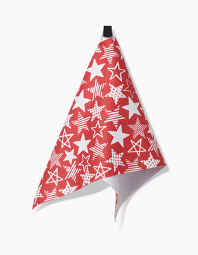 Geometry - Bar Towel Stars in Your Eyes Red