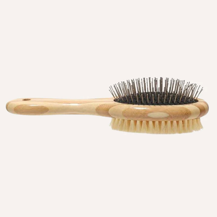 Bamboo Two-Sided Bristle and Wire Pet Brush