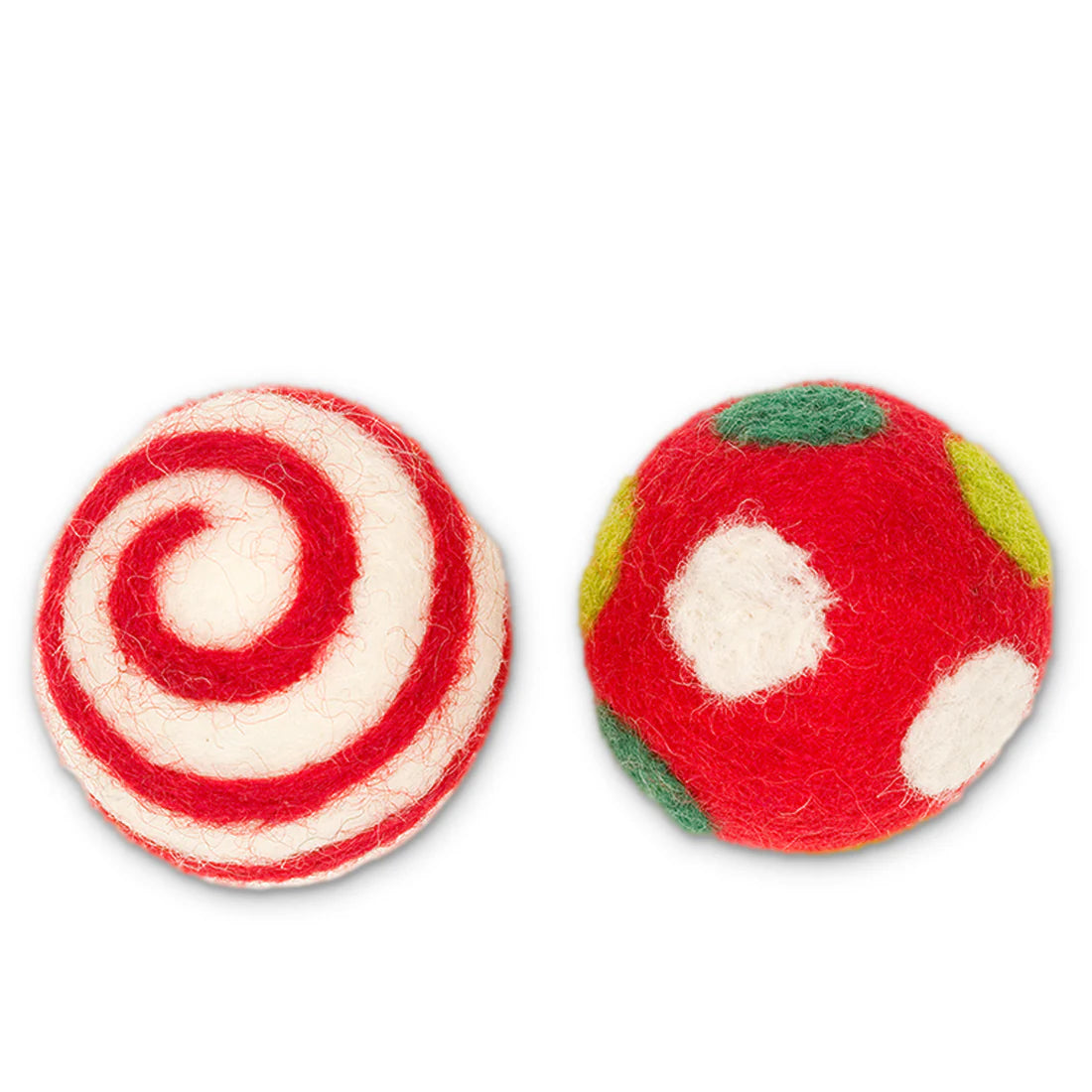 Karma Cat - Holiday Red Wool Ball Cat Toy 2 Pack