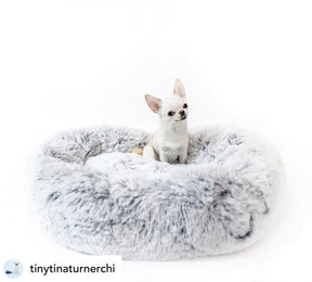 Ortho Plush Pet Bed Two Tone White 23"