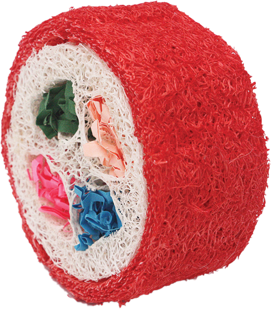 A & E Cage Company - Nibbles Small Animal Loofah Chew Toy, Deluxe Sushi Roll