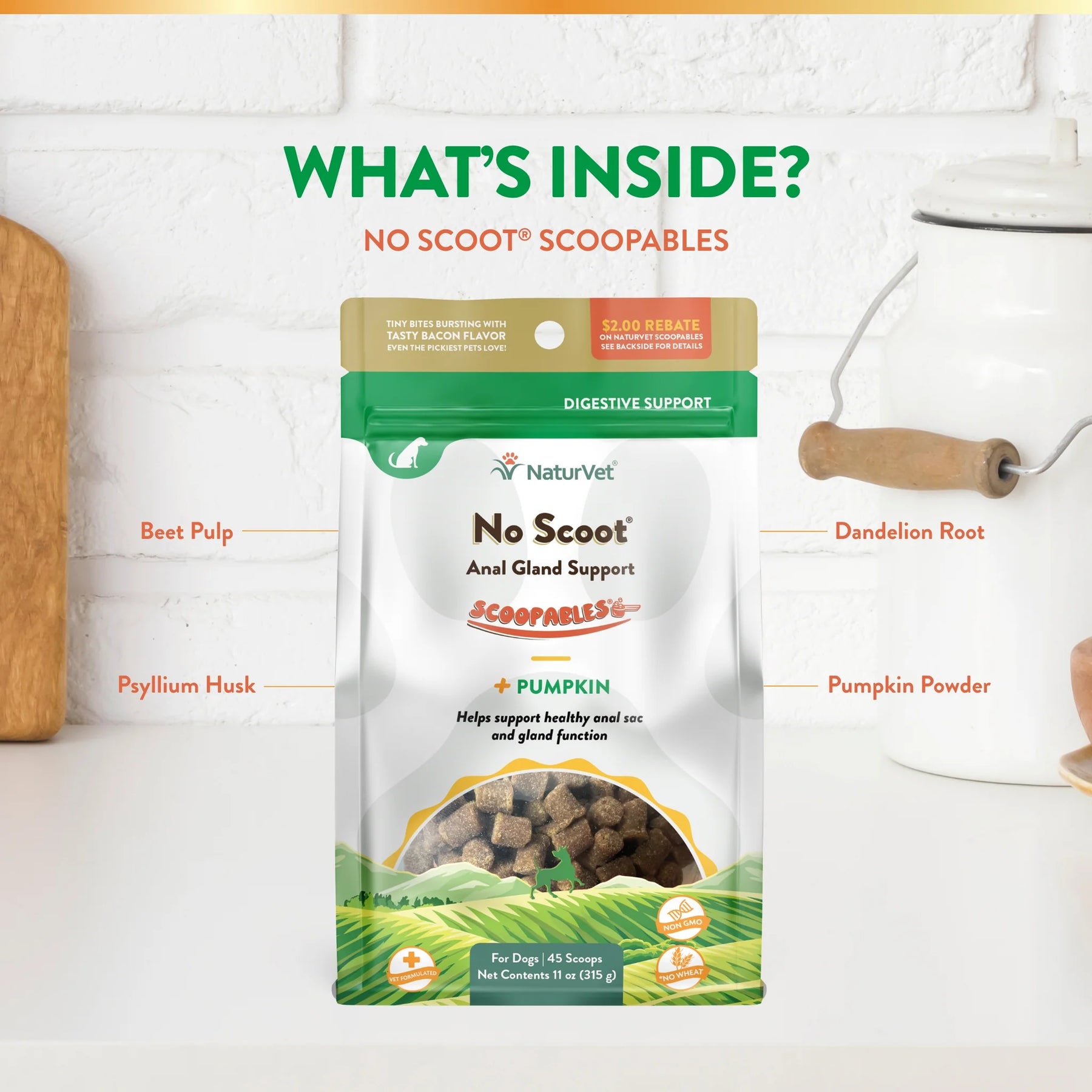 NaturVet - Scoopables No Scoot Anal Gland Support + Pumpkin For Dogs