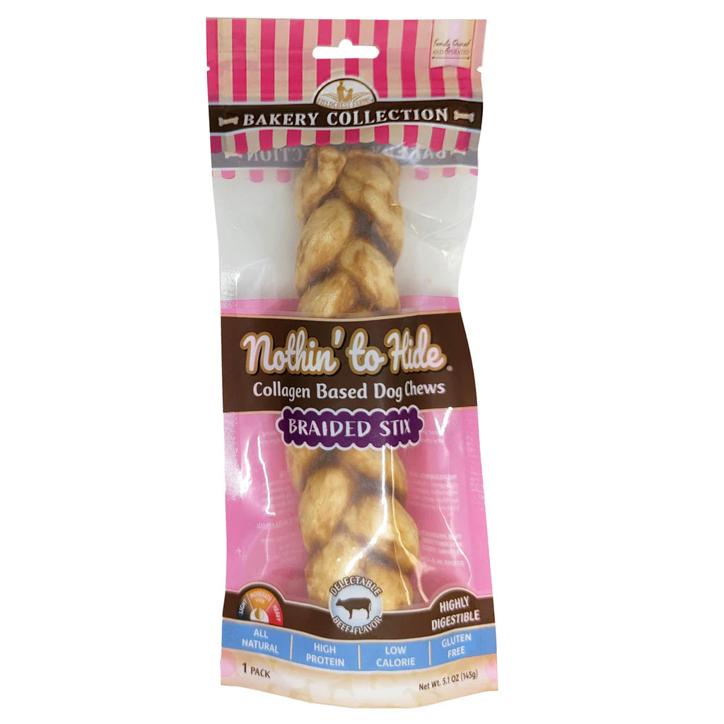 Nothin' To Hide Bakery Beef Braided Stick Dog Chews