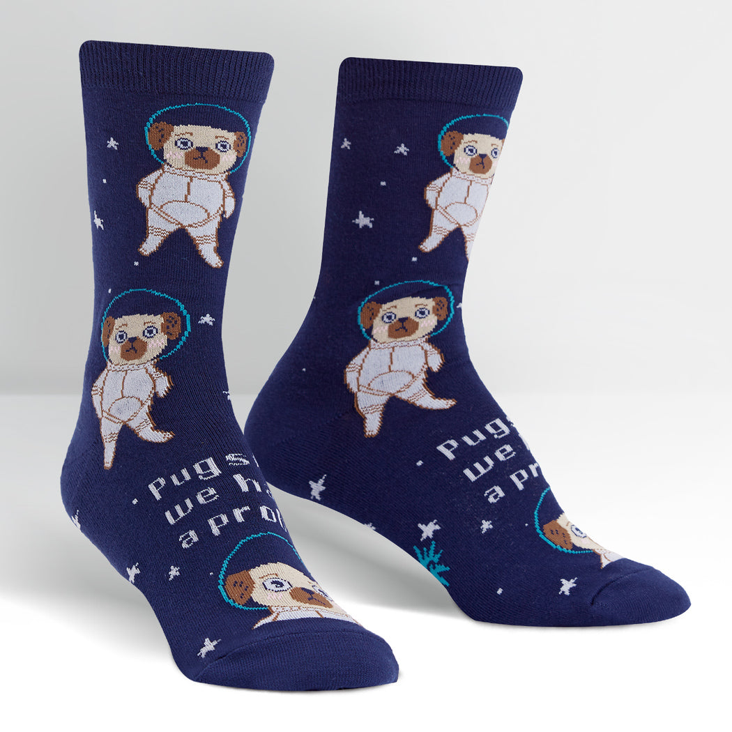 Sock It To Me - Pugston, We Have a Problem Crew Socks